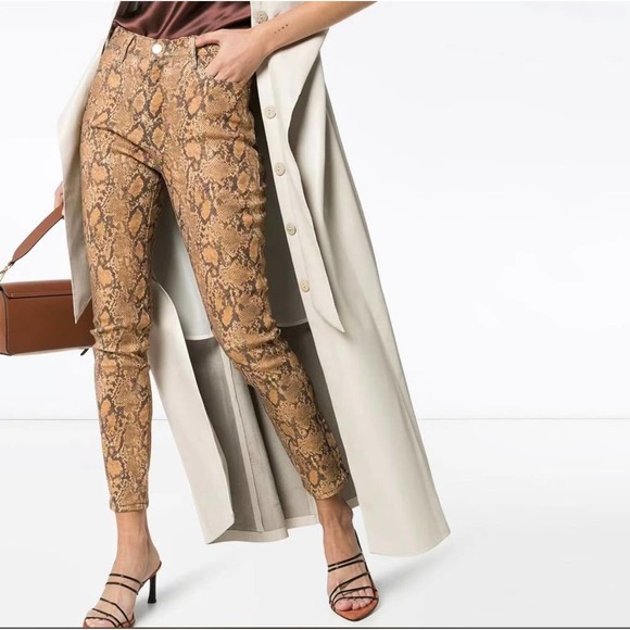 Frame Womens Jeans Le High Skinny Crop Snake Print Size 28 New - Picture 1 of 11